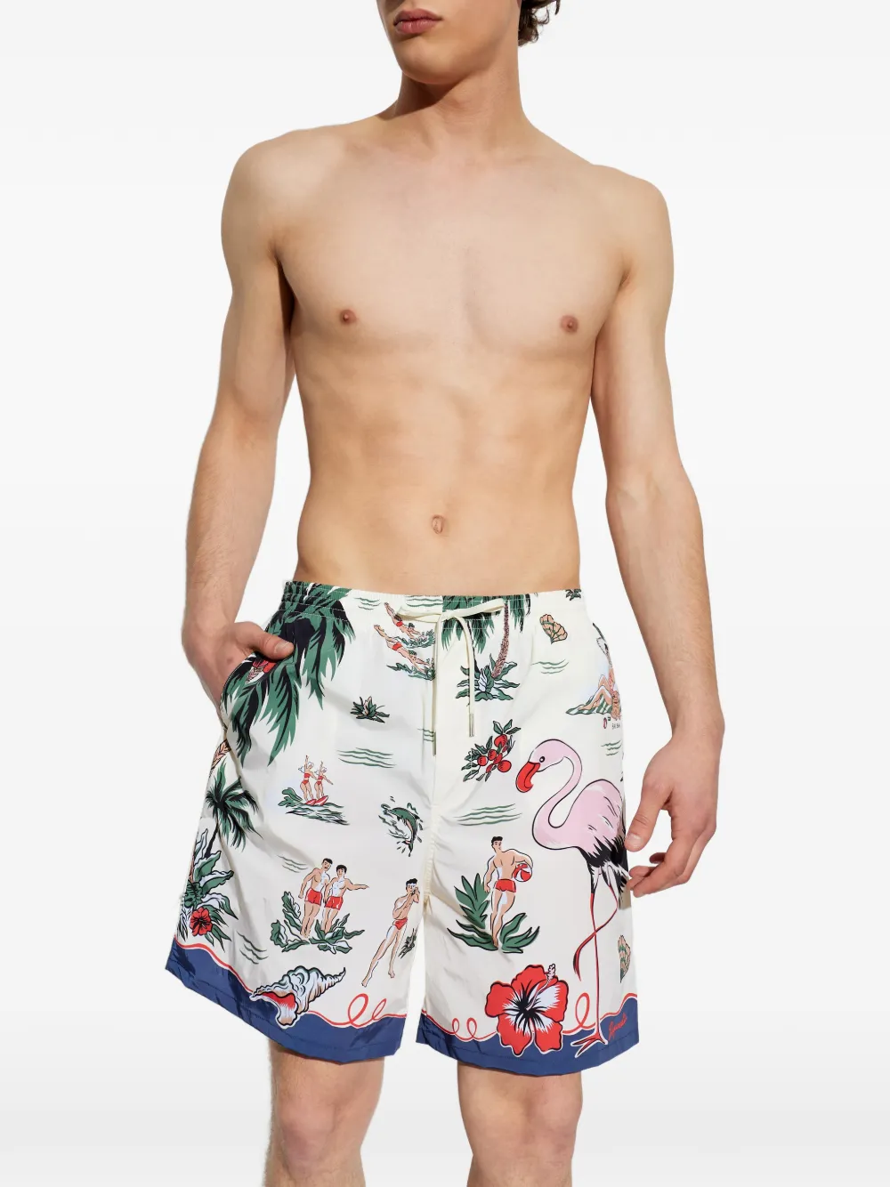 DSQUARED2 Zwembroek met trekkoord en print Wit