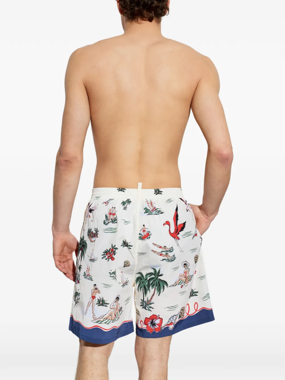 DSQUARED2 Zwembroek met trekkoord en print Wit