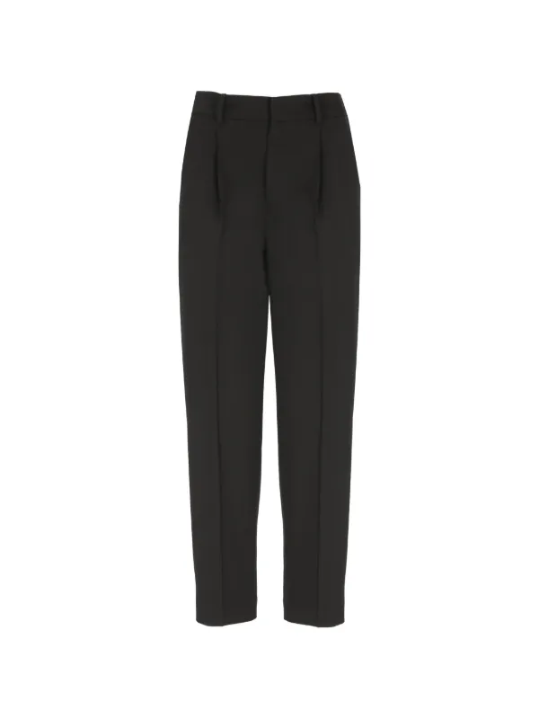 PT Torino Pleated Cropped Trousers in Black