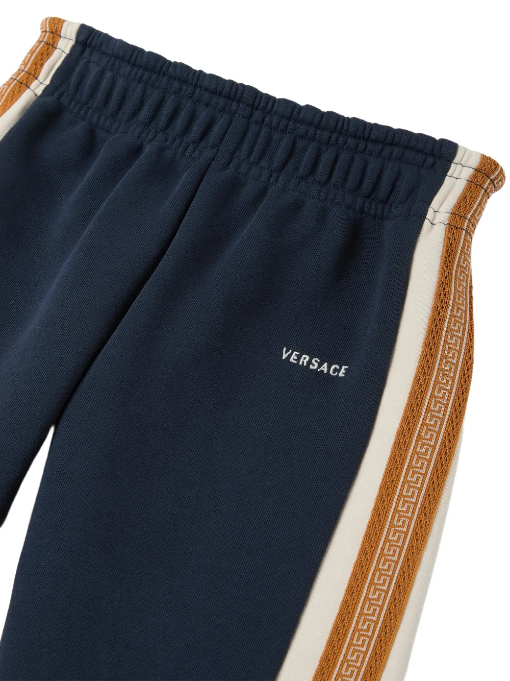 Versace Kids Katoenen-jersey joggingbroek met geborduurd logo Blauw
