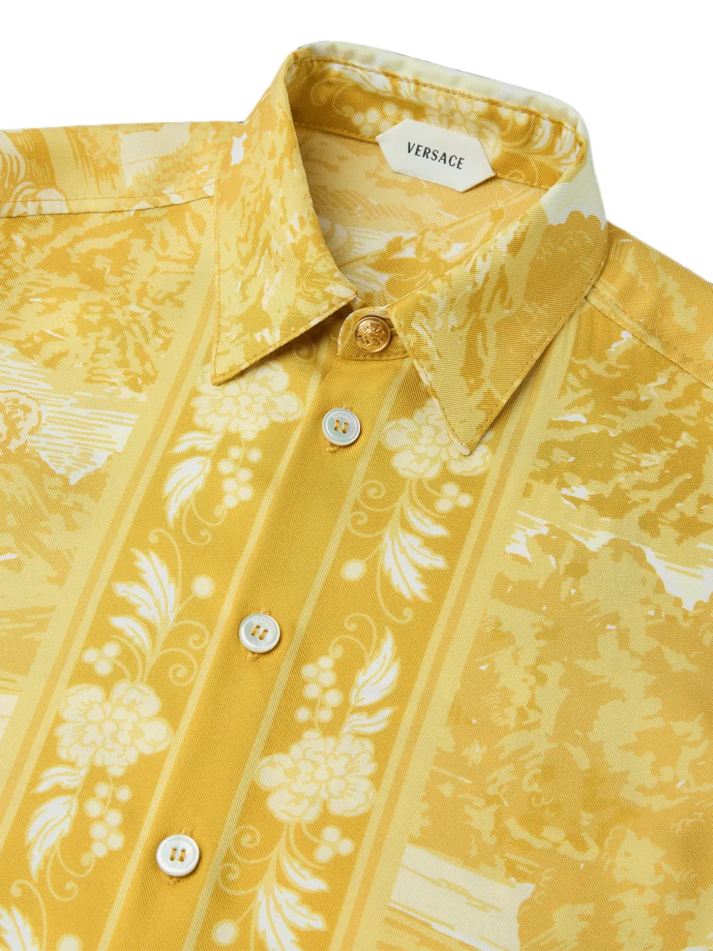 Versace Kids Zijden twill blouse met print Geel