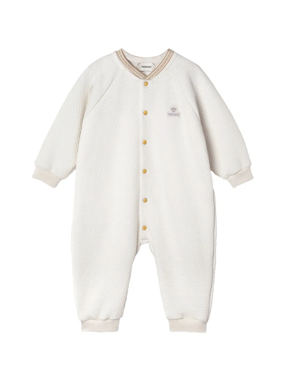 Versace Kids embroidered matelassé cotton-jersey sleepsuit - Bianco