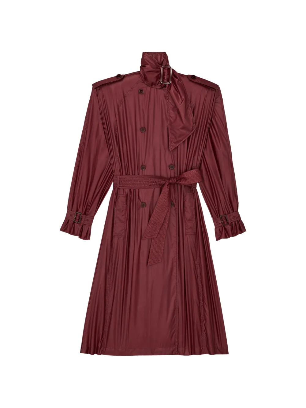 Saint Laurent pleated double-breasted trench coat - Rot