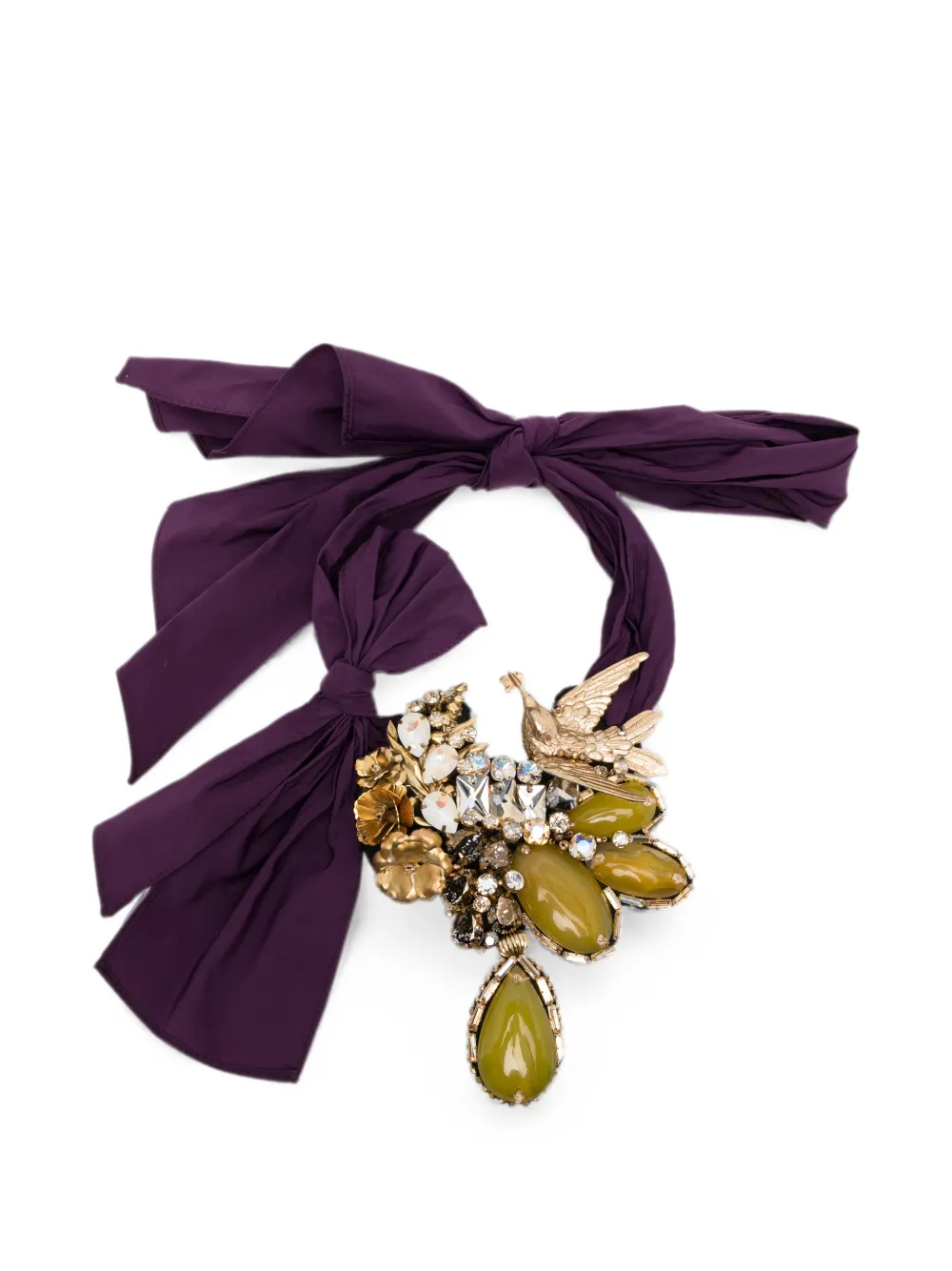 Biyan Crystal-embellished Bird-motif Necklace In Purple