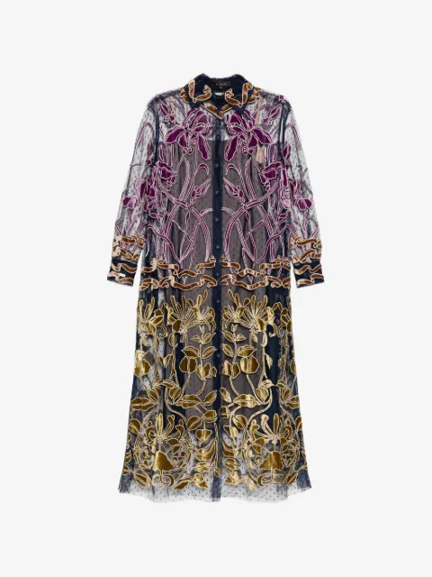 Biyan Tüll-Hemdkleid mit Samtstickerei
