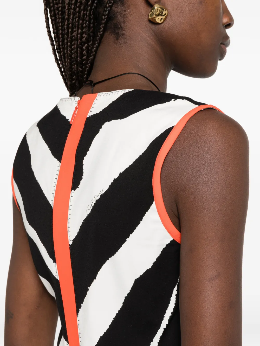Roberto Cavalli Vintage 1990s zebra-print V-neck Mini Dress