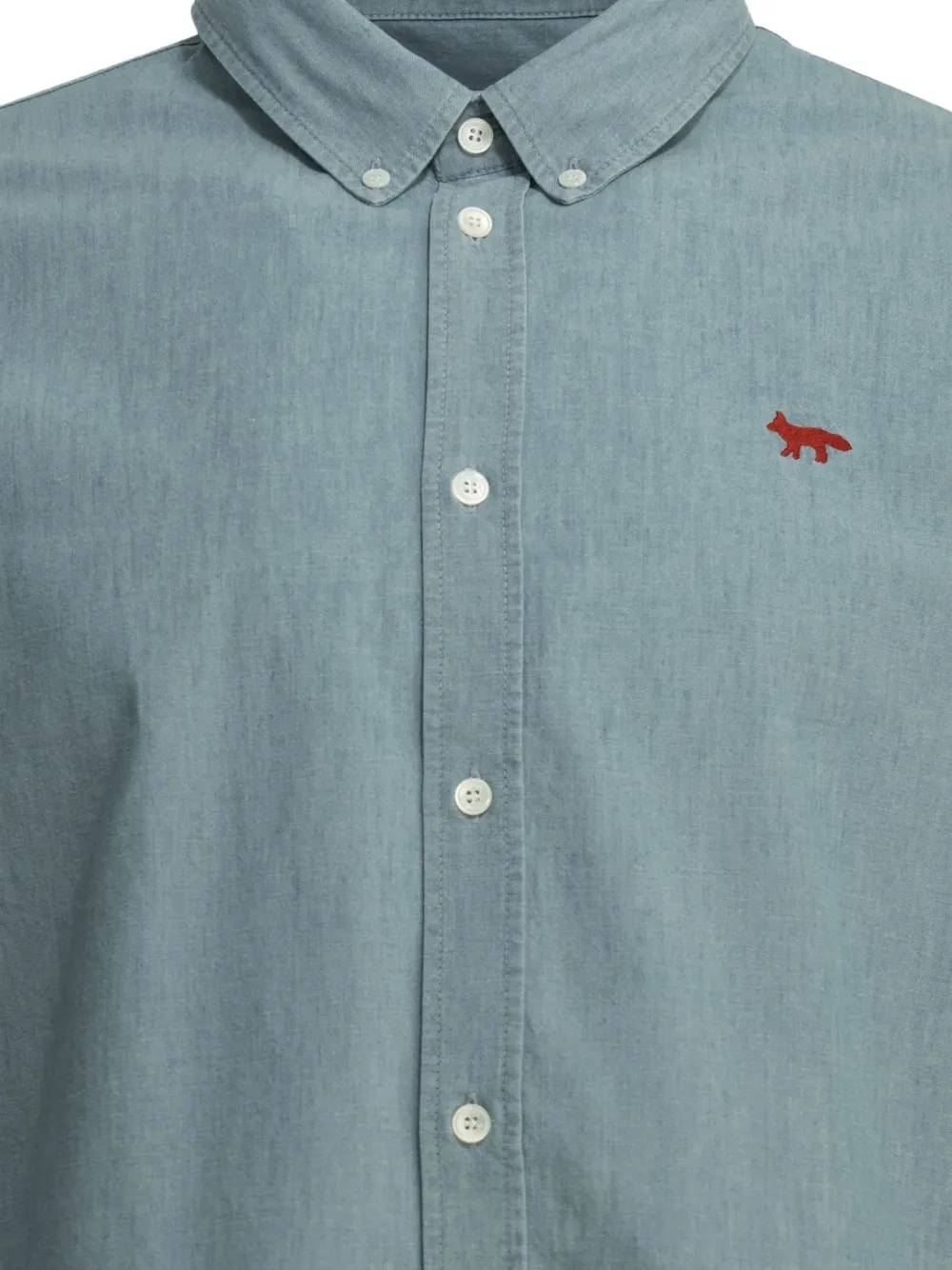 Maison Kitsuné Overhemd met borduurwerk en zak Blauw