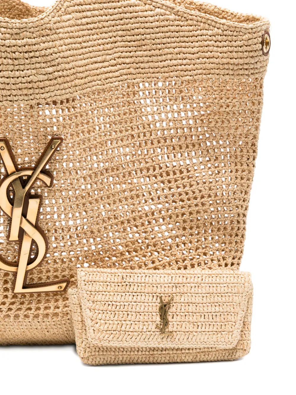 Saint Laurent Icare Cassandre raffia shopper Beige