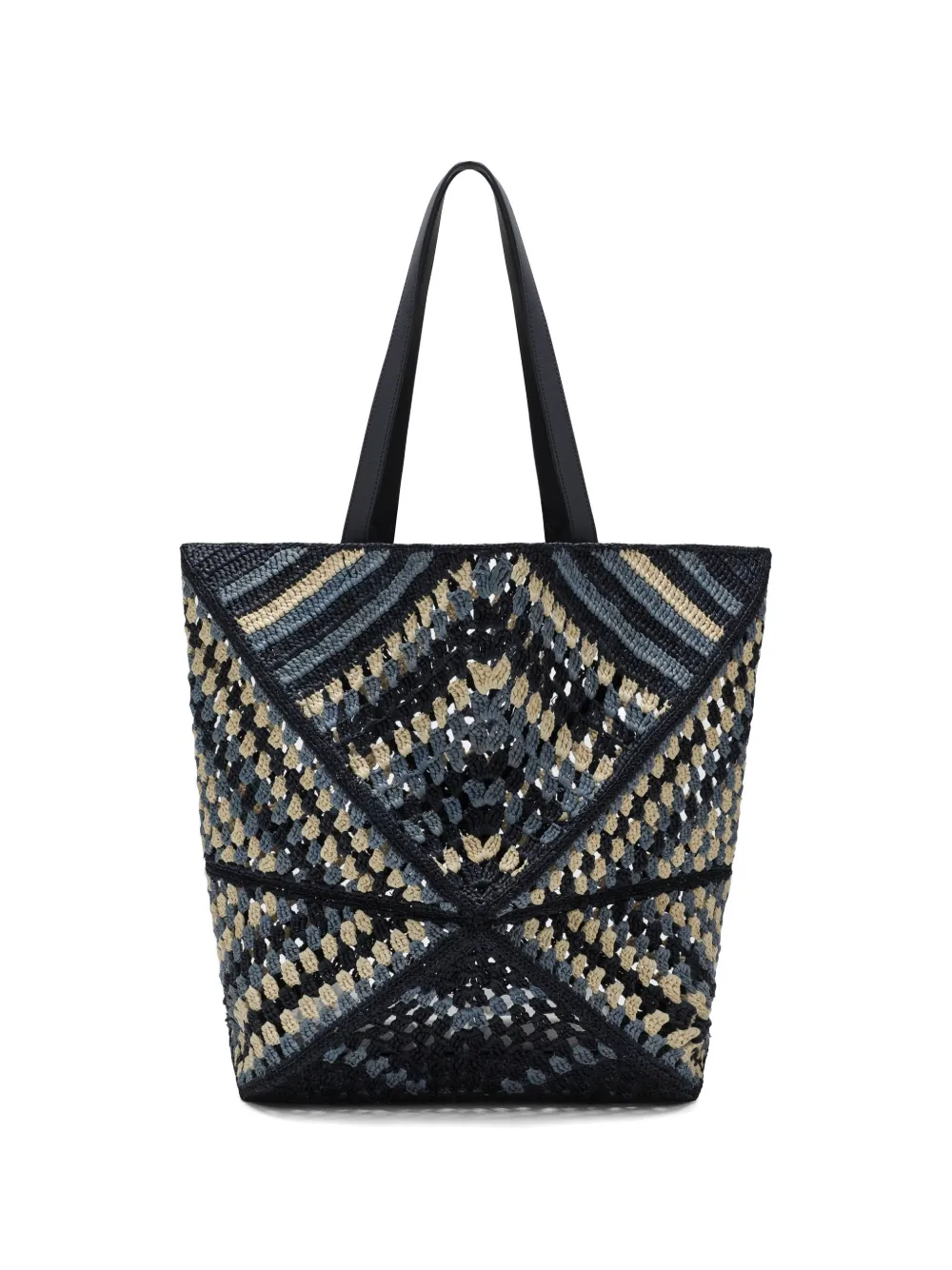 WOVEN 定番柄　黒青ストライプ　 トートバッグ LOEWE XL Puzzle Fold Tote Bag | Blue | FARFETCH