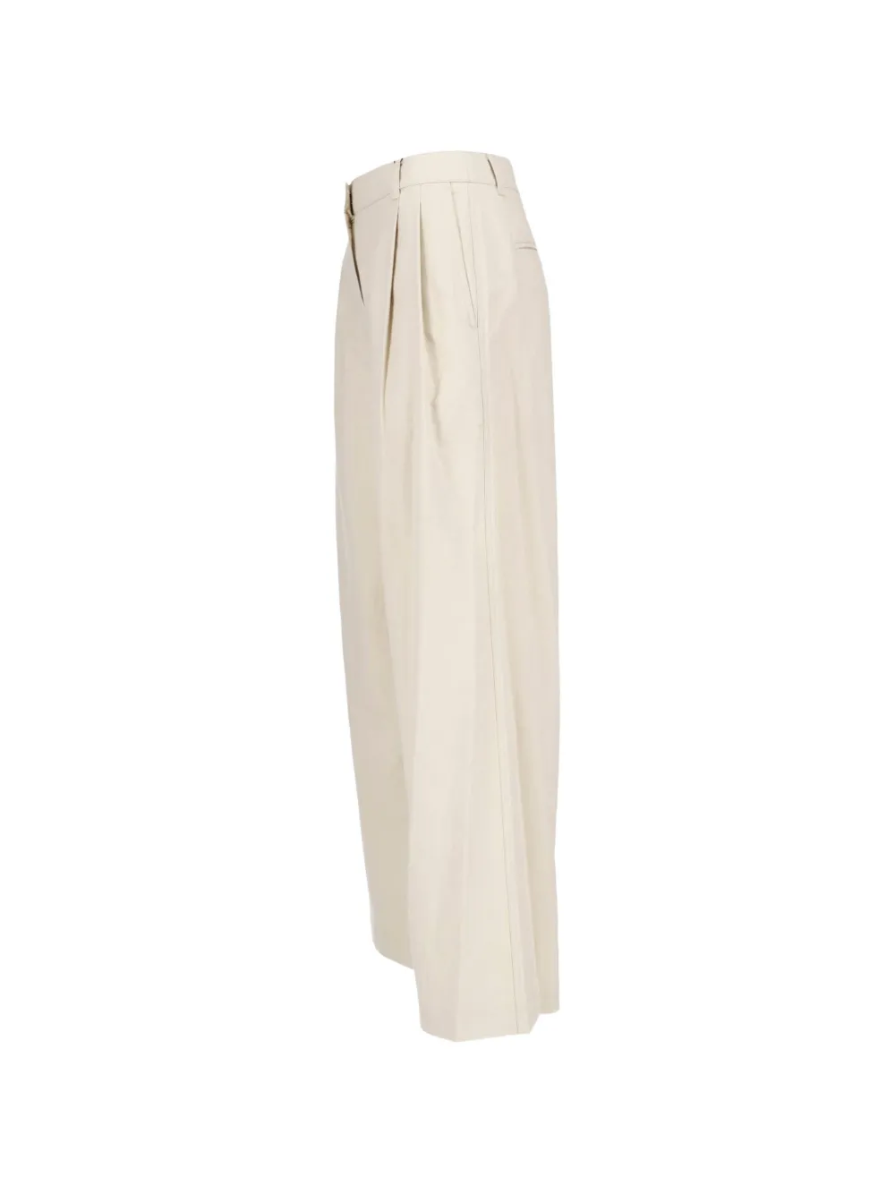 DUNST Plooibroek met wijde pijpen Beige