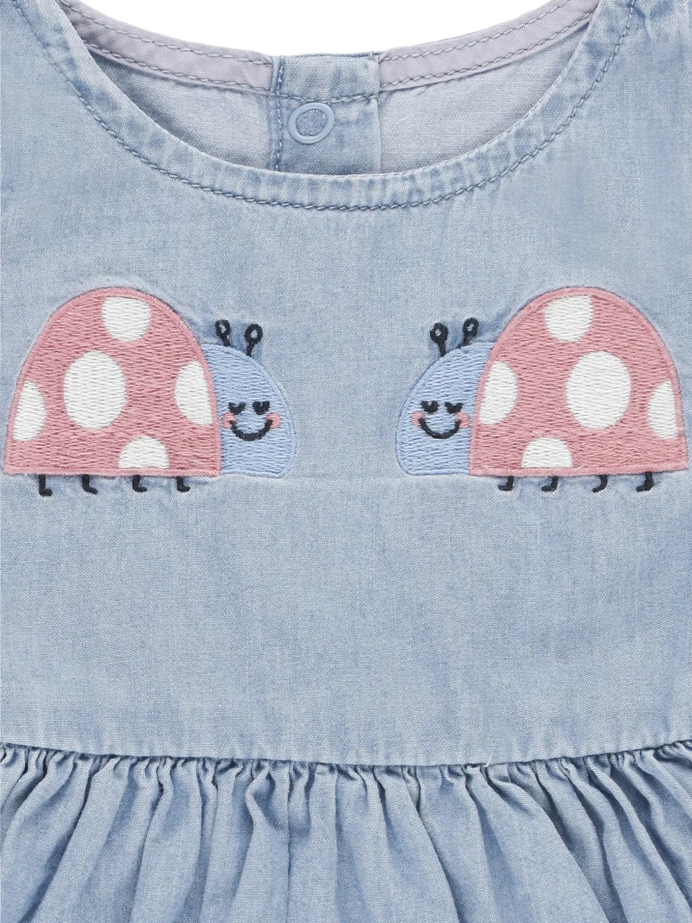 Stella McCartney Kids Jurk met pofmouwen en borduurwerk Blauw