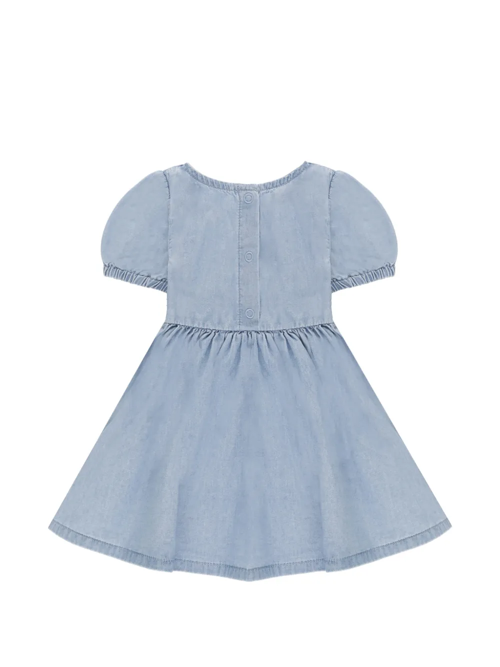Stella McCartney Kids Jurk met pofmouwen en borduurwerk Blauw