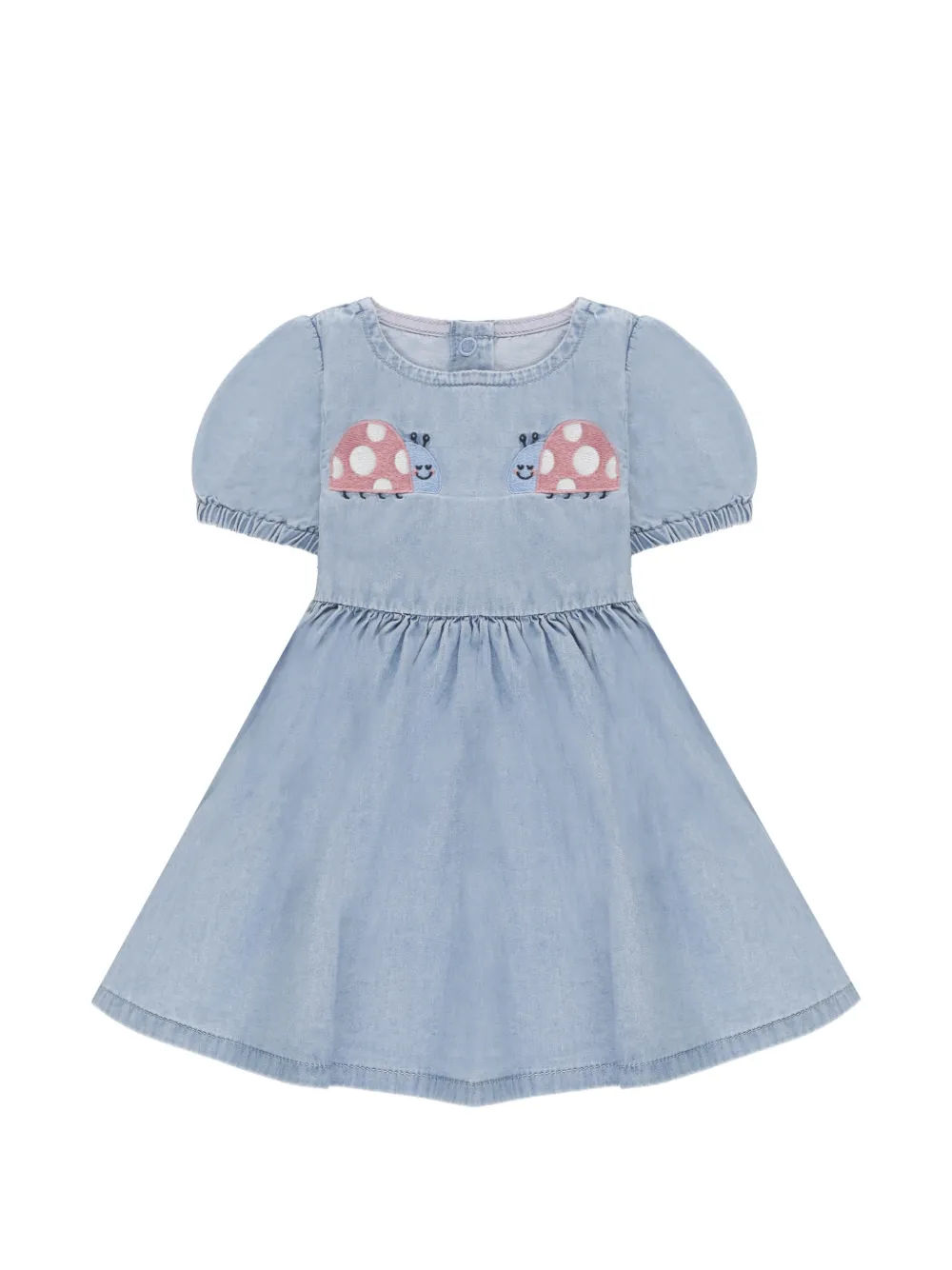 Stella McCartney Kids ladybird-embroidered puff-sleeve dress - Blu
