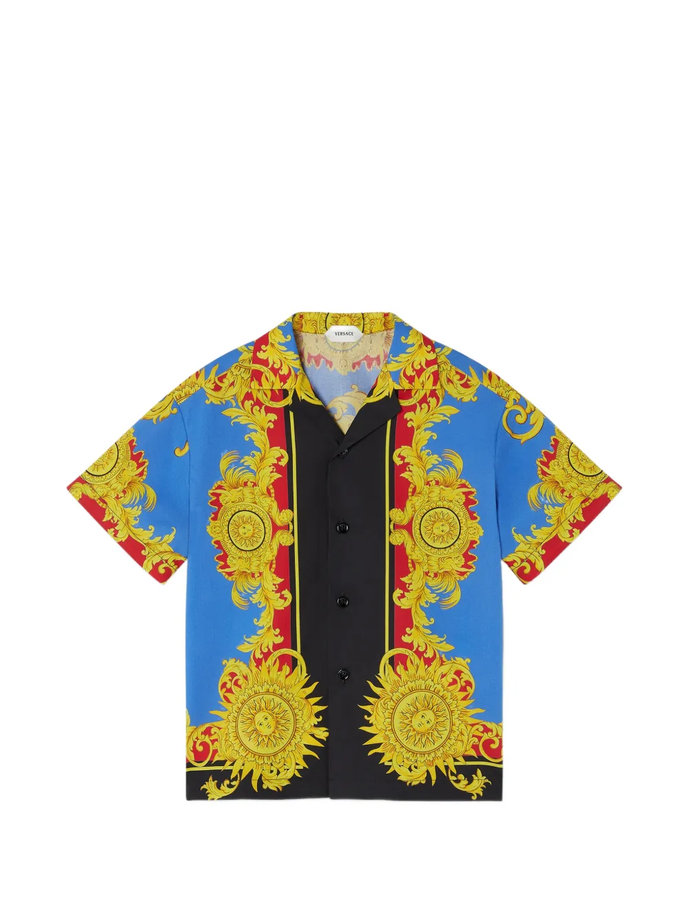 Versace Kids Barocco-print short-sleeve shirt - Blue