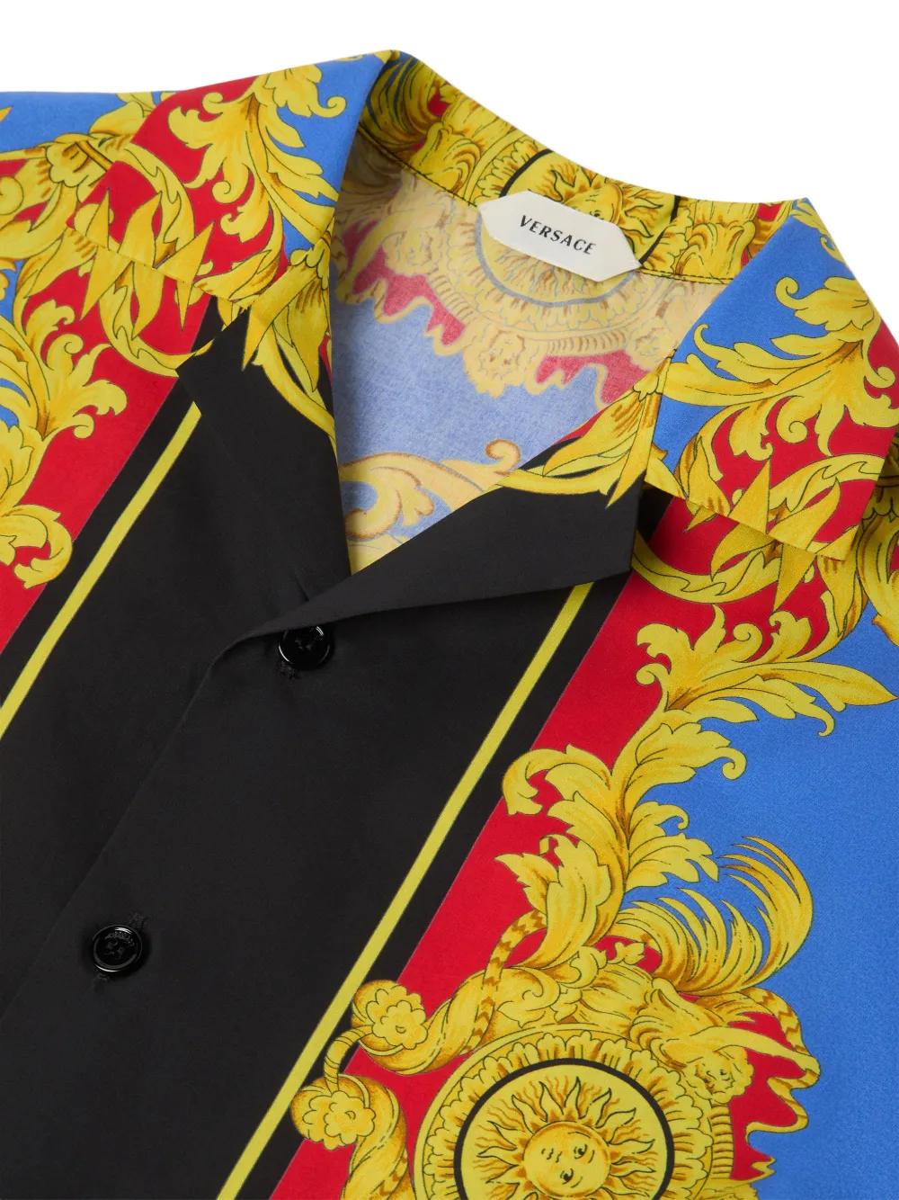 Versace Kids Shirt met barokprint en korte mouwen Blauw
