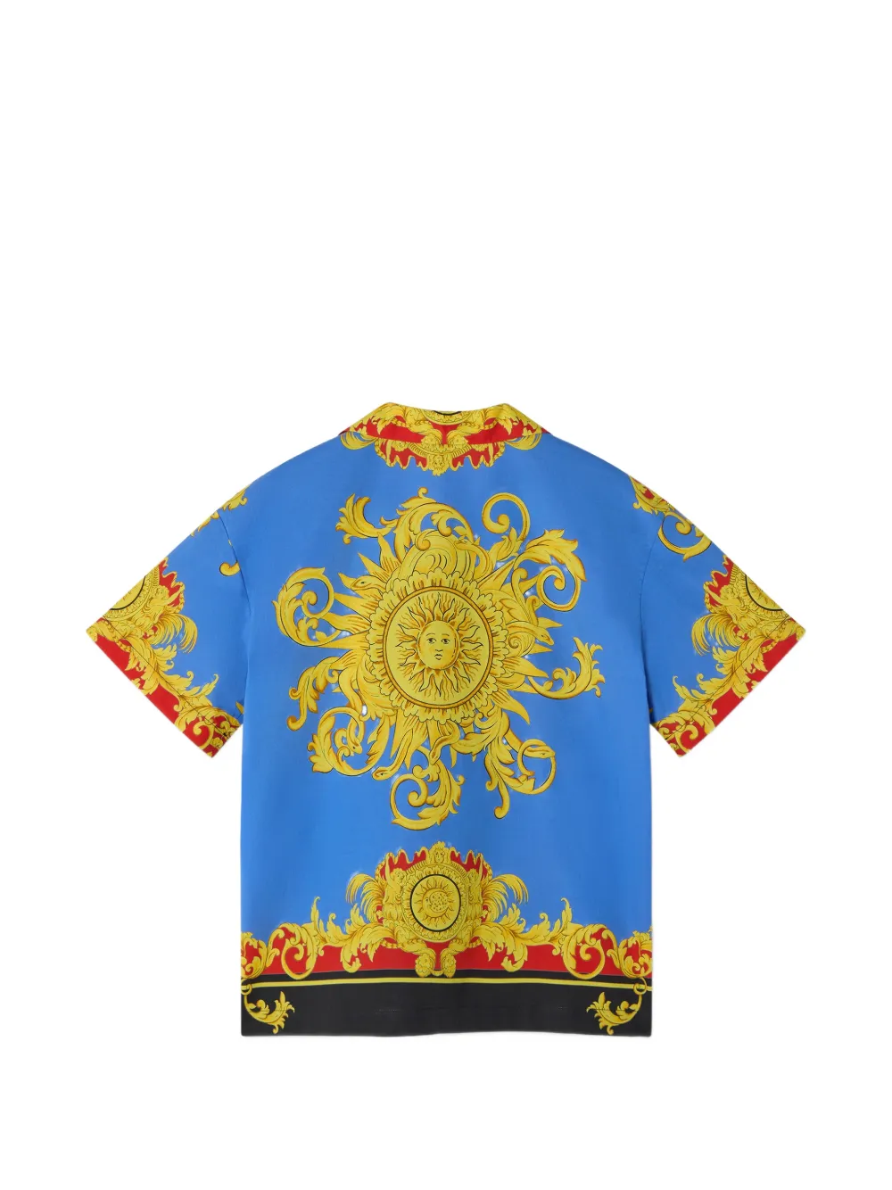 Versace Kids Shirt met barokprint en korte mouwen Blauw