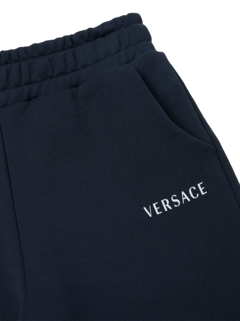 Versace Kids Katoenen-jersey joggingbroek met logo-print Blauw
