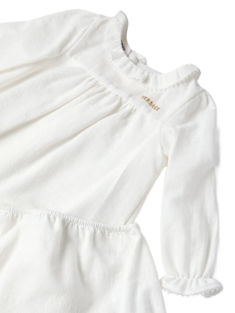Versace Kids T-shirt en shorts met geborduurd logo en ruches Wit