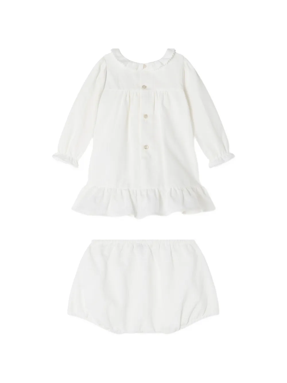 Versace Kids T-shirt en shorts met geborduurd logo en ruches Wit