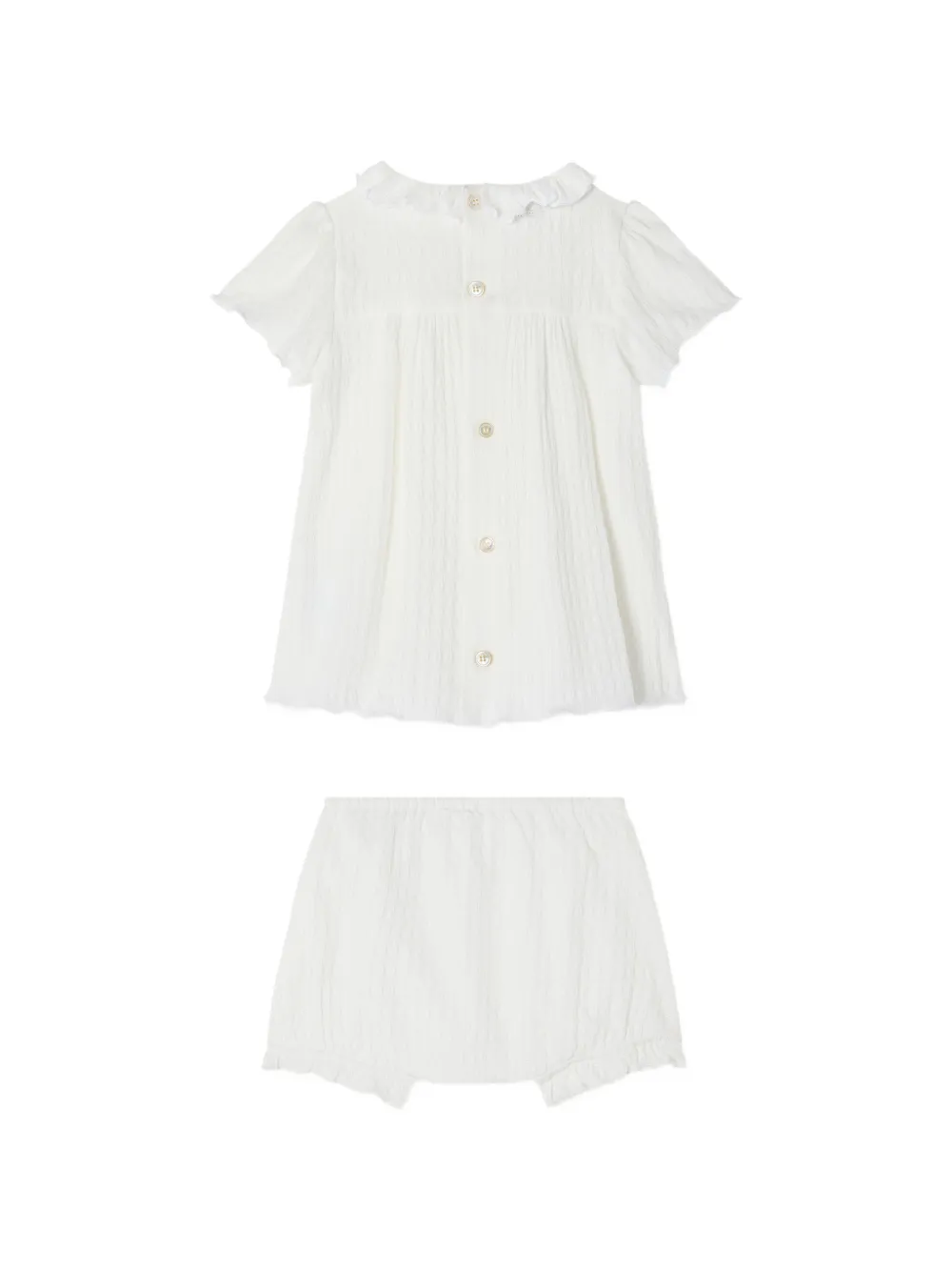 Versace Kids Seersucker T-shirt en shorts met ruches Wit