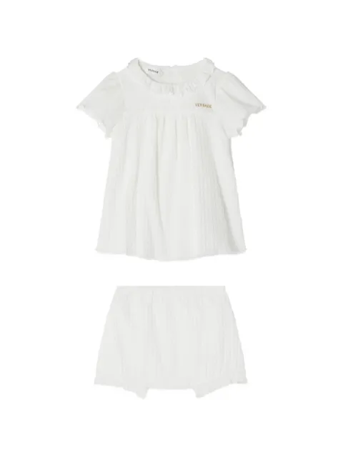 Versace Kids ruffled seersucker T-shirt and short set