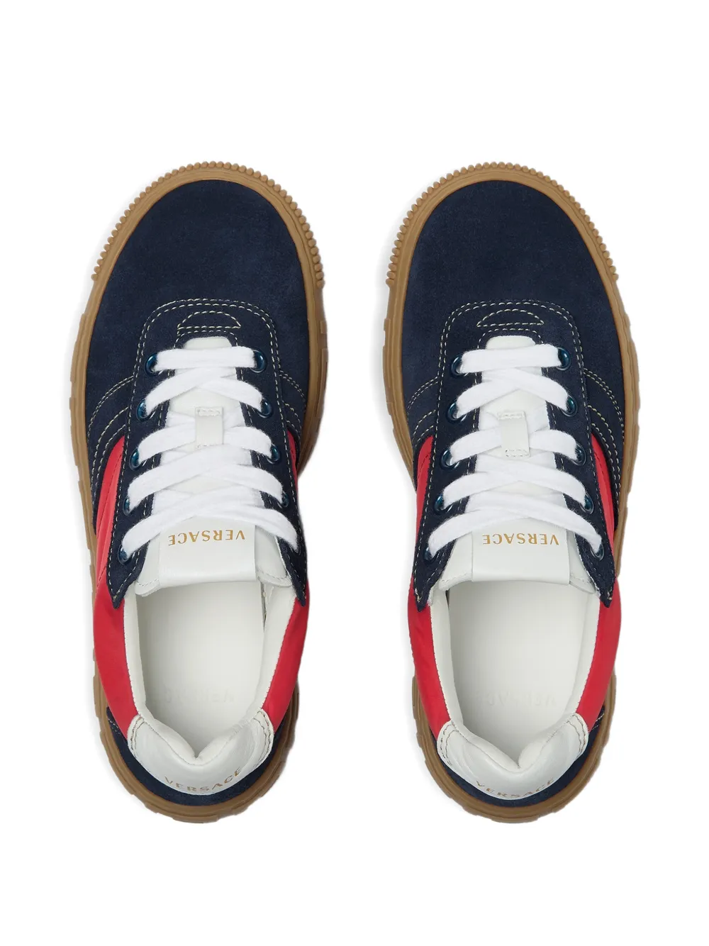 Versace Kids Sneakers met vlakken en Greca-zool Blauw