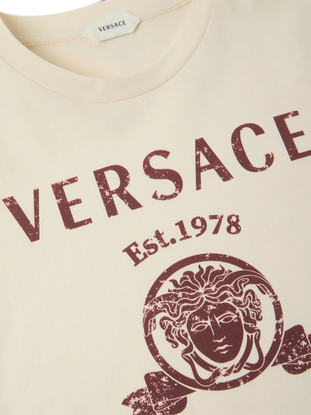 Versace Kids T-shirt met logoprint Beige
