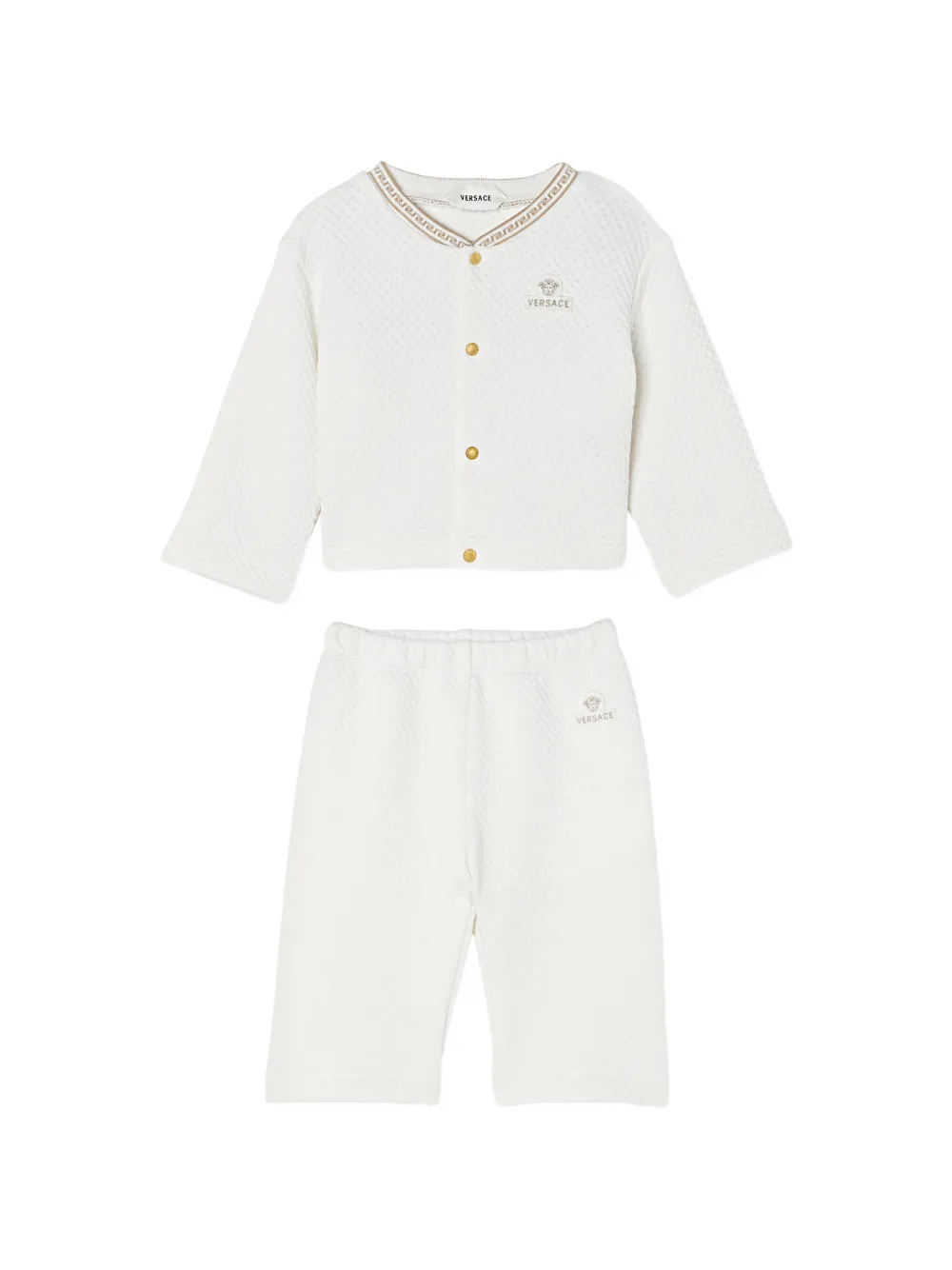 Versace Kids cardigan set in embroidered matelassé jersey - Bianco