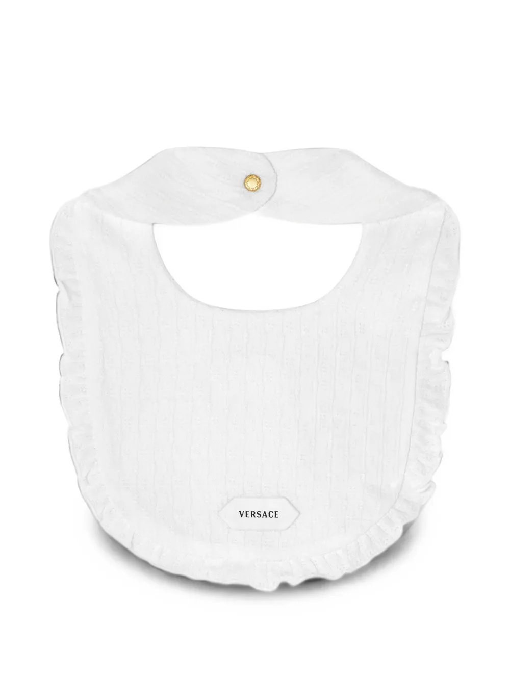 Versace Kids Slabbetje met geborduurd logo en ruches Wit