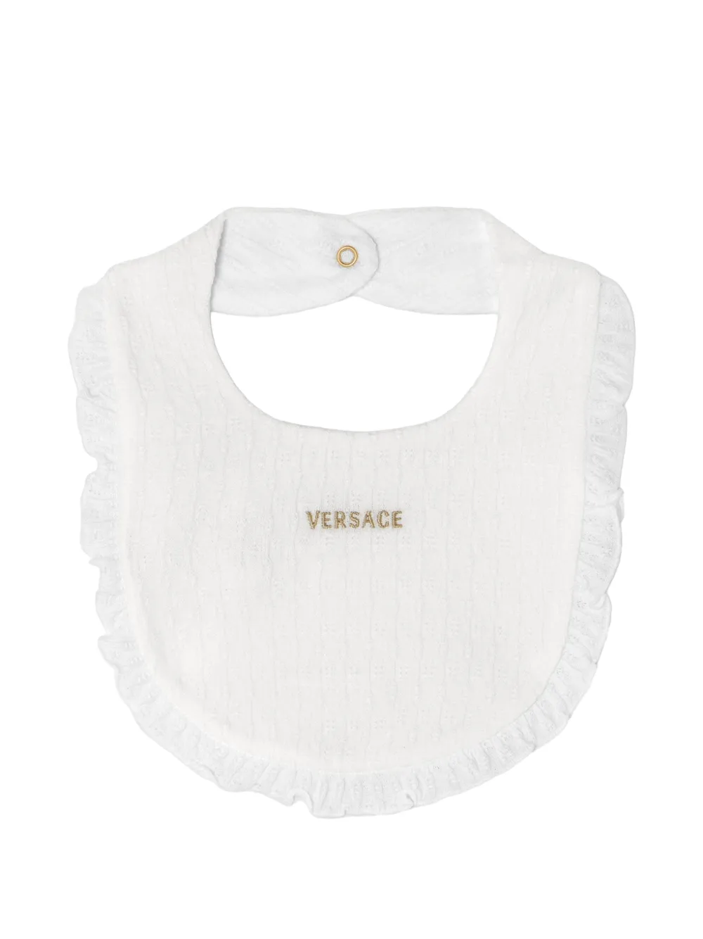 Versace Kids logo-embroidered ruffled bib - Bianco