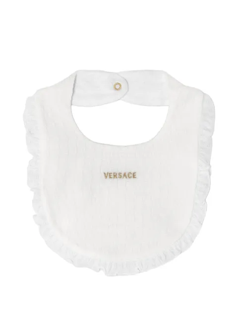 Versace Kids logo-embroidered ruffled bib