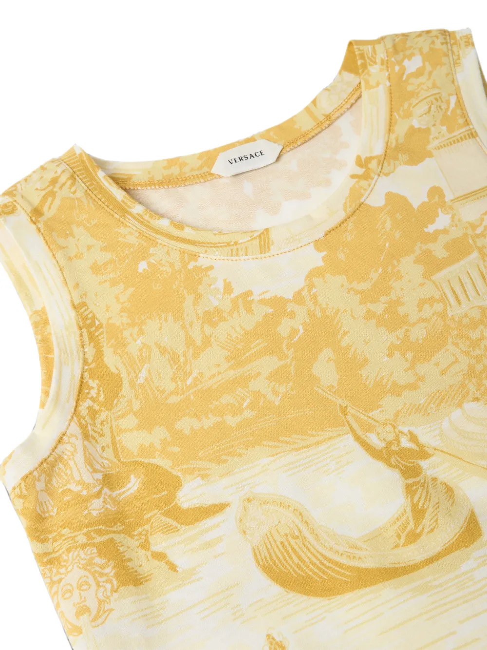 Versace Kids Katoenen-jersey tanktop met print Geel