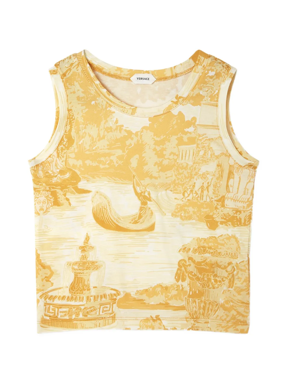 Versace Kids printed cotton-jersey tank top - Giallo