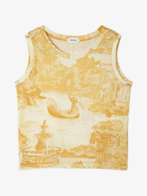 Versace Kids printed cotton-jersey tank top