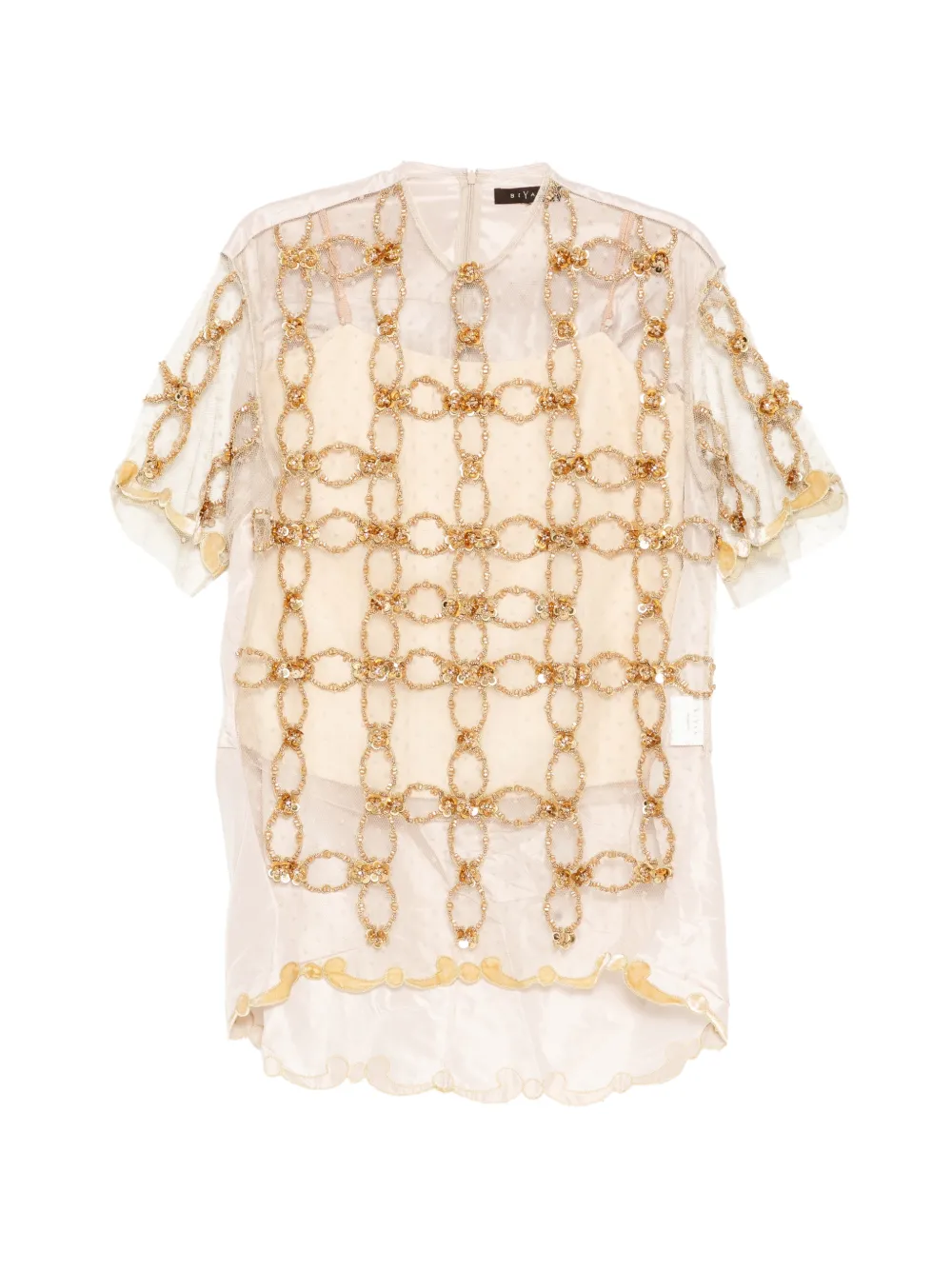 Biyan sequin-embellished bead-embellished top - Neutrals