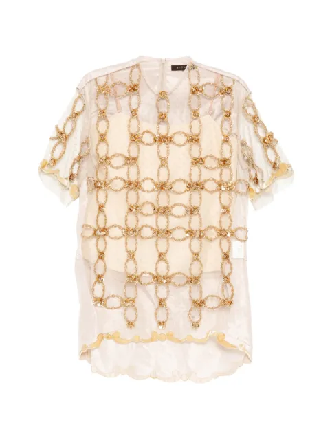 Biyan sequin-embellished bead-embellished top