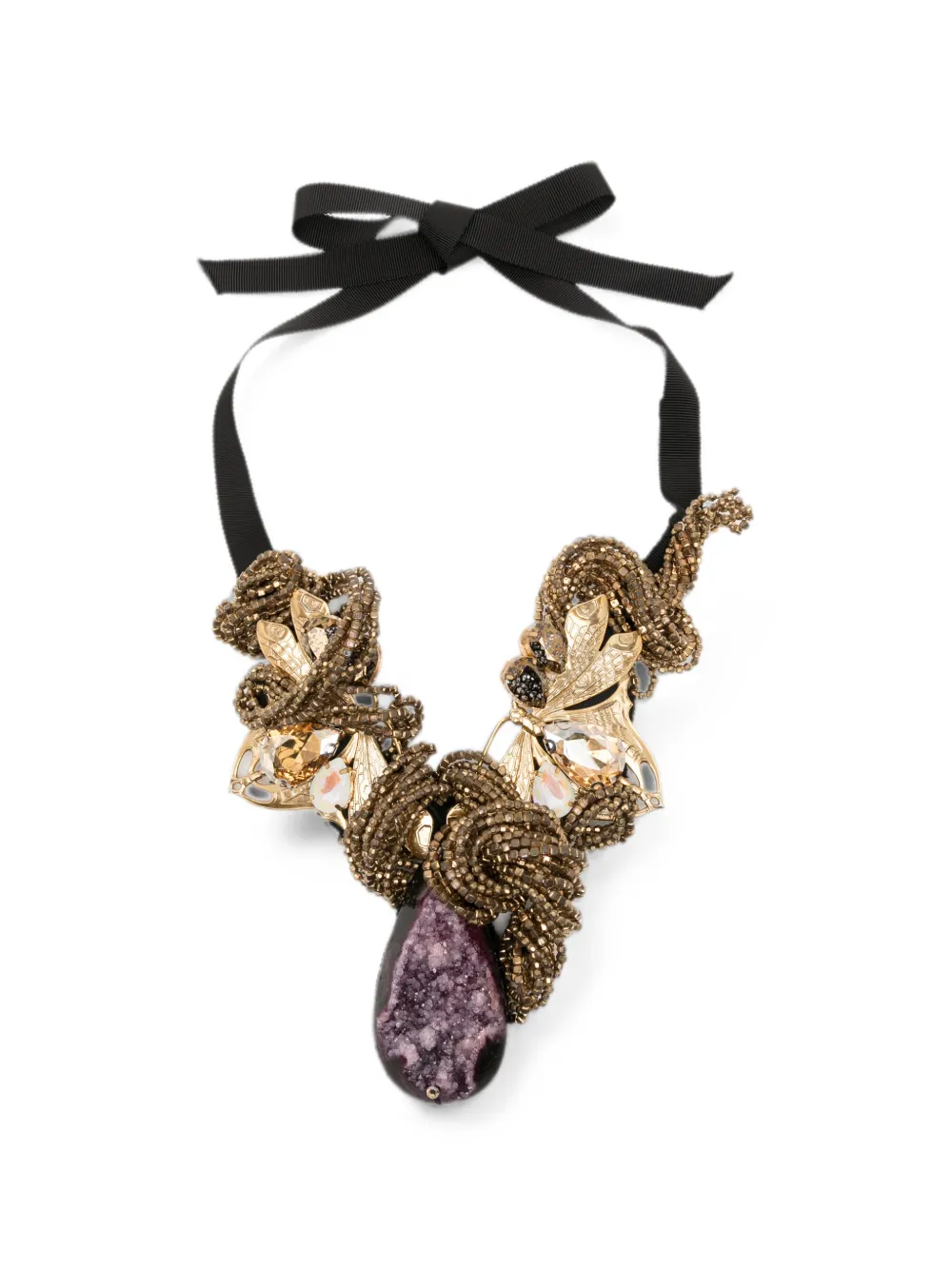 Biyan Bead-embellished Crystal-pendant Necklace In Multi