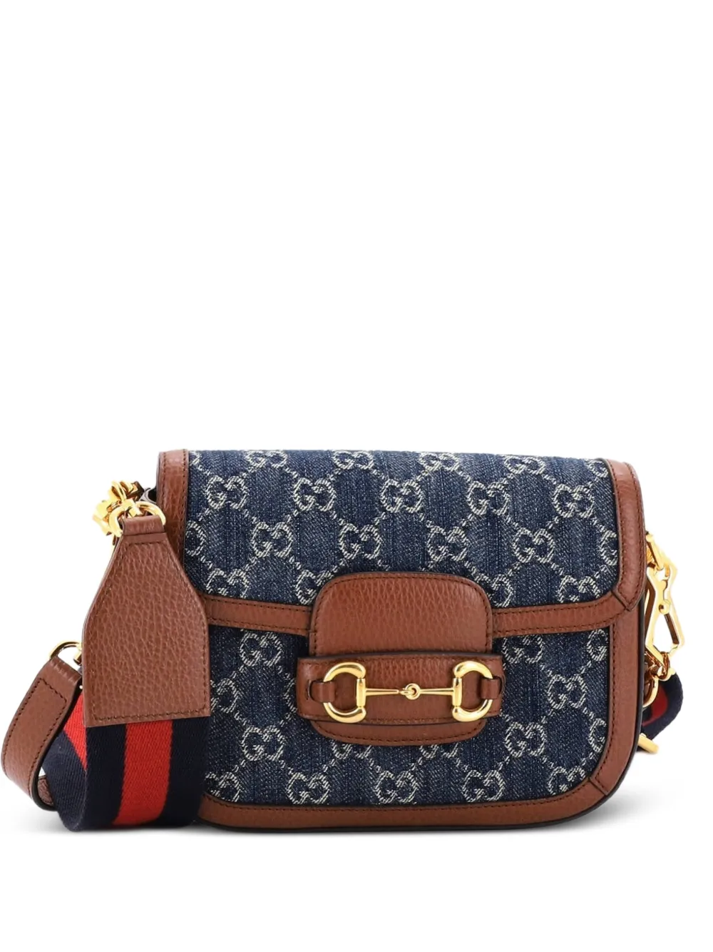 Gucci Pre-Owned Horsebit 1955 GG Denim Mini shoulder bag - Blu