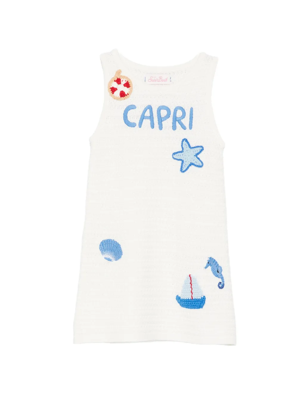 MC2 Saint Barth Kids Audie embroidered-motif crochet-knit dress - Weiß