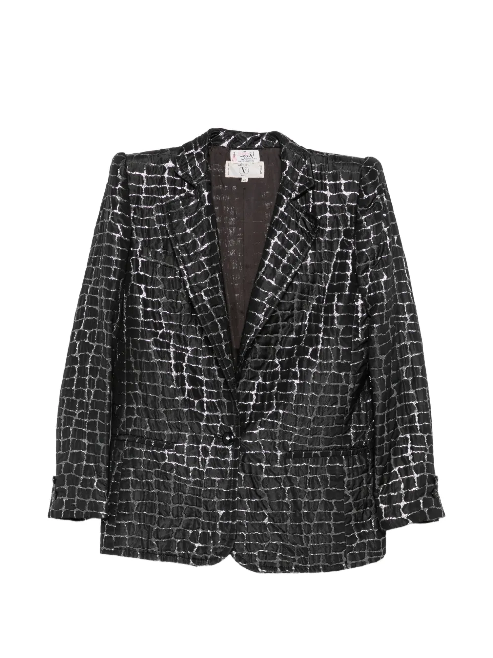 Valentino Garavani Pre-Owned 1980s crocodile-effect blazer jacket - Nero