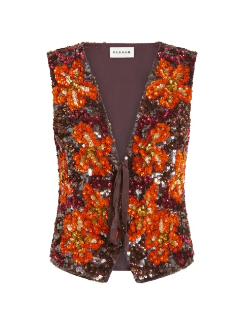 P.A.R.O.S.H. sequin-embellished floral-pattern waistcoat