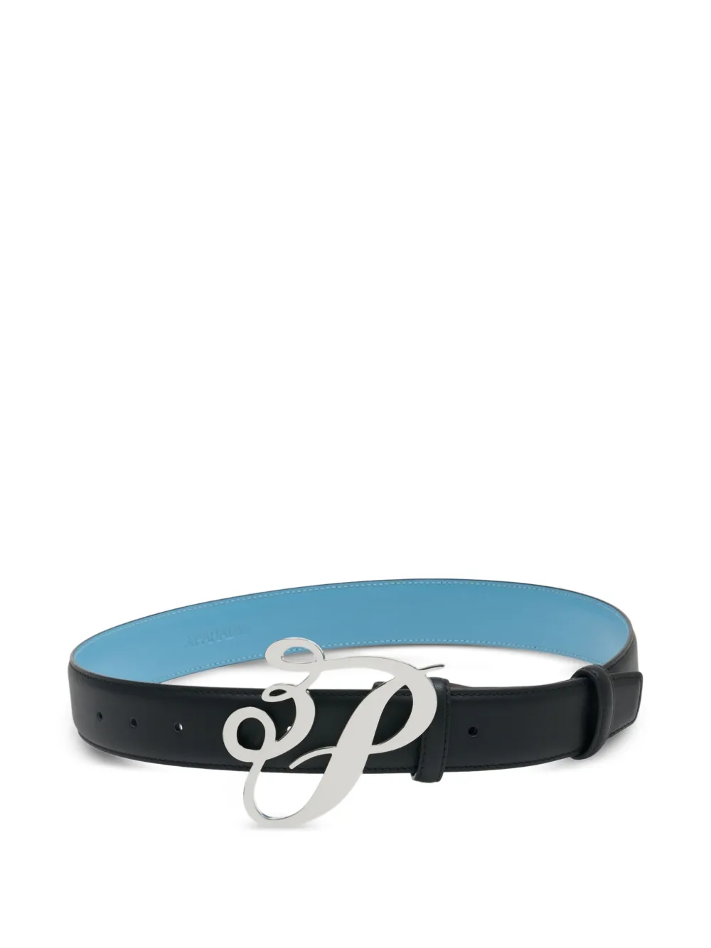 3.PARADIS 3P Cursive logo leather belt - Black