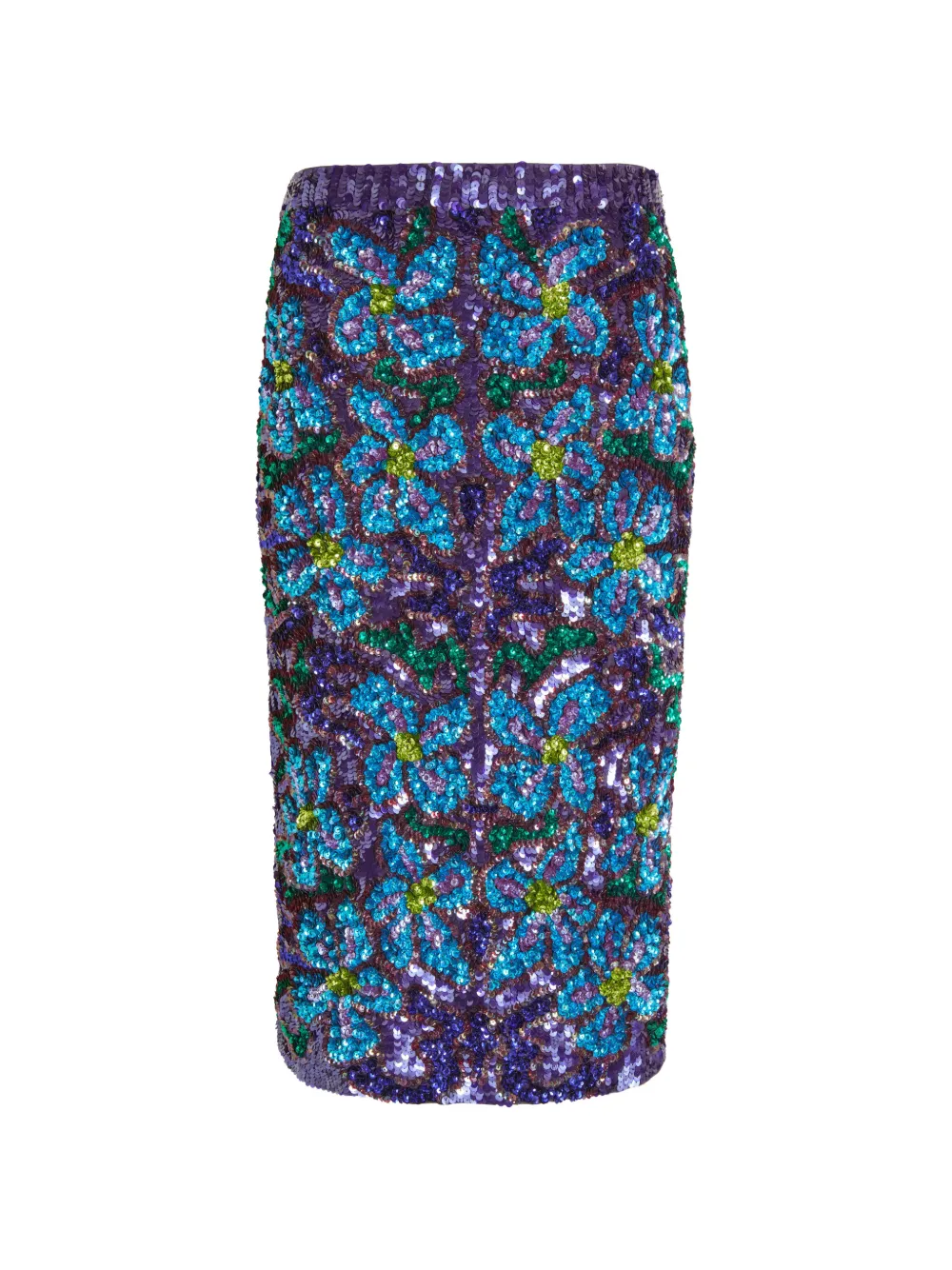 P.a.r.o.s.h Longuette Sequin-embellished Floral-pattern Midi Skirt In Purple