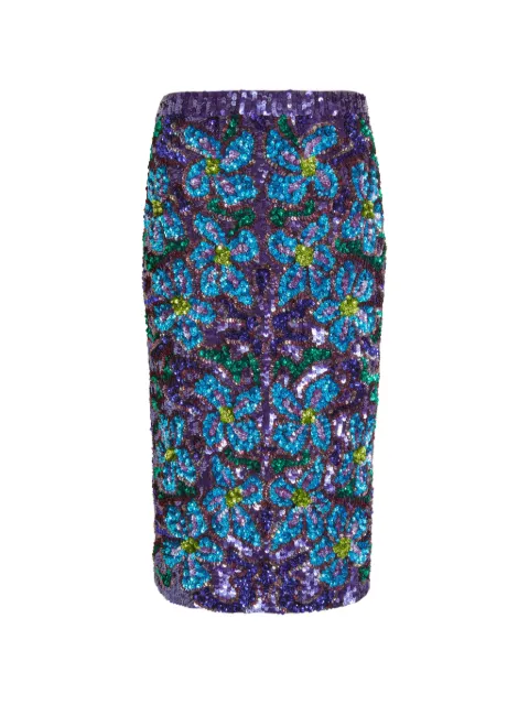 P.A.R.O.S.H. Longuette sequin-embellished floral-pattern midi skirt