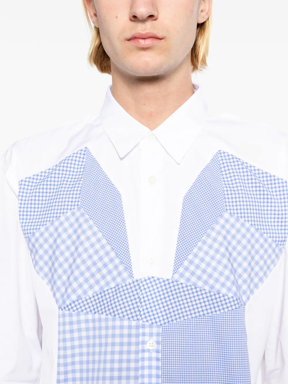 Comme Des Garçons Shirt Overhemd met gingham-print en patchwork Wit