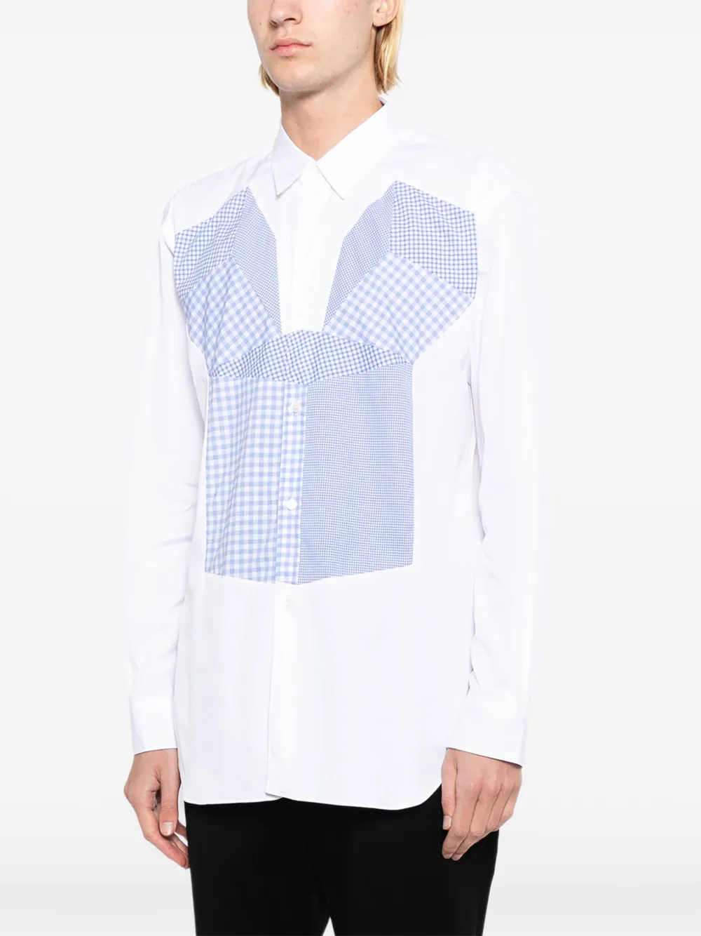Comme Des Garçons Shirt Overhemd met gingham-print en patchwork Wit