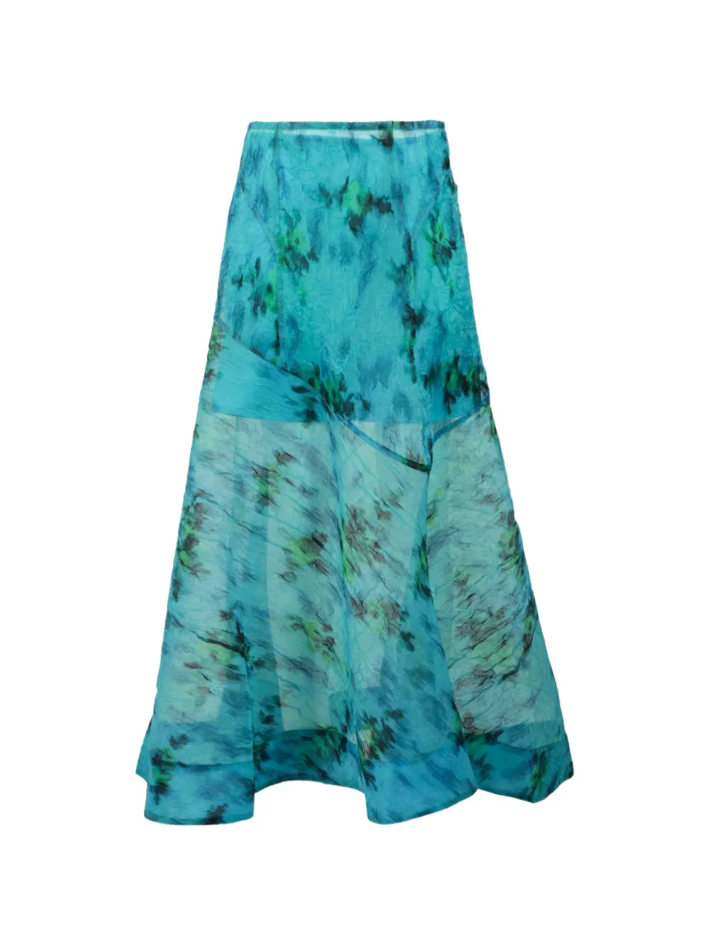 GANNI abstract-pattern organza maxi skirt - Blau