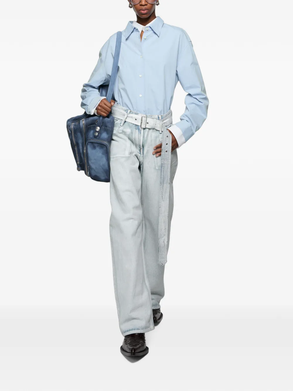 Acne Studios Layered Button-up Shirt in Blue, view 2