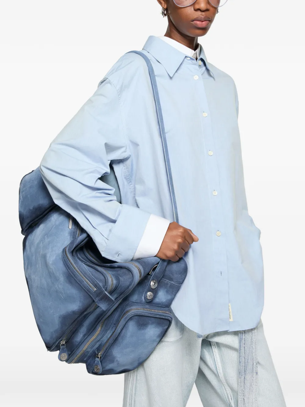 Acne Studios Layered Button-up Shirt in Blue, view 4