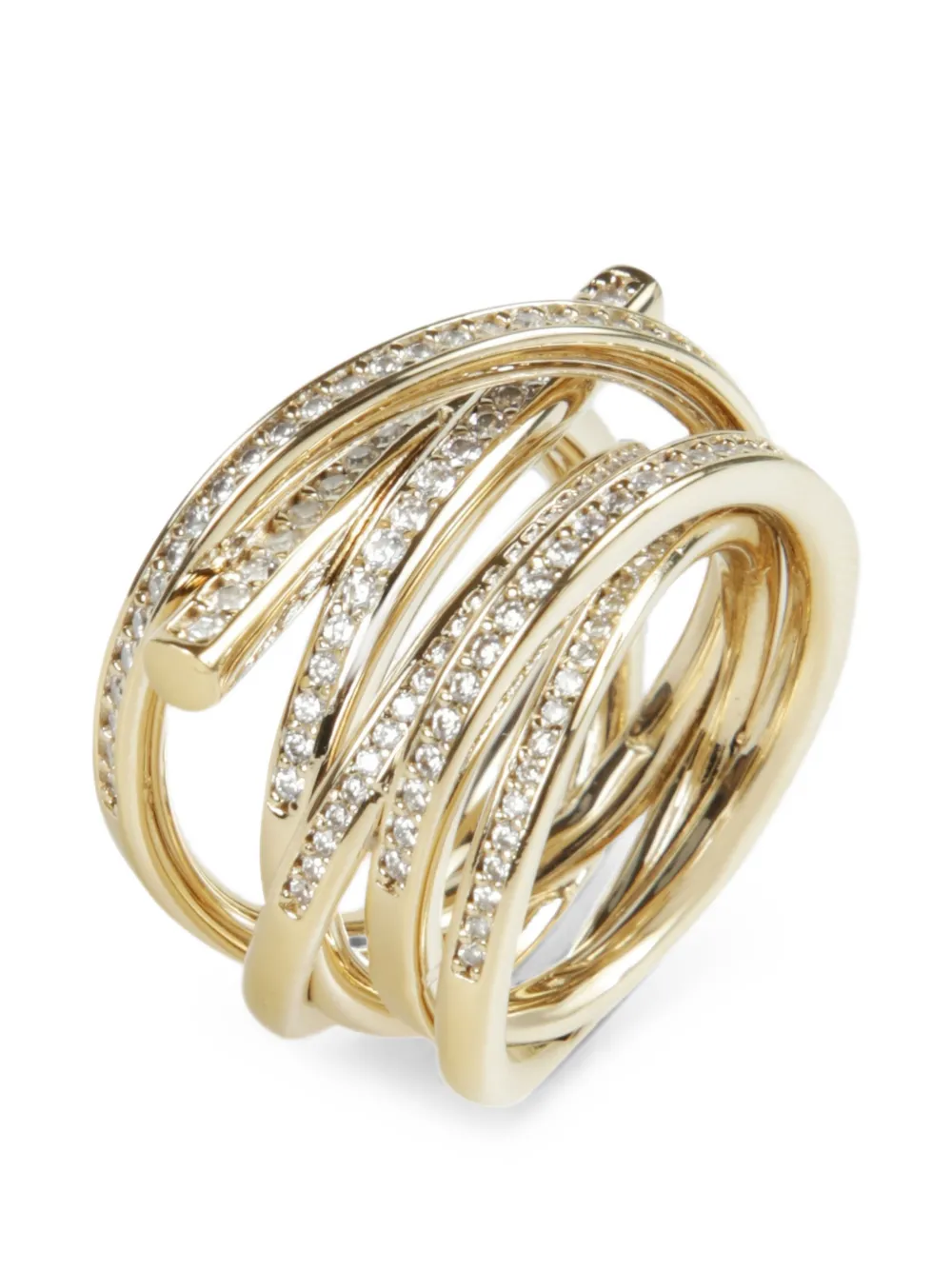 Ferragamo crystal-embellished multi-strand ring - Gold